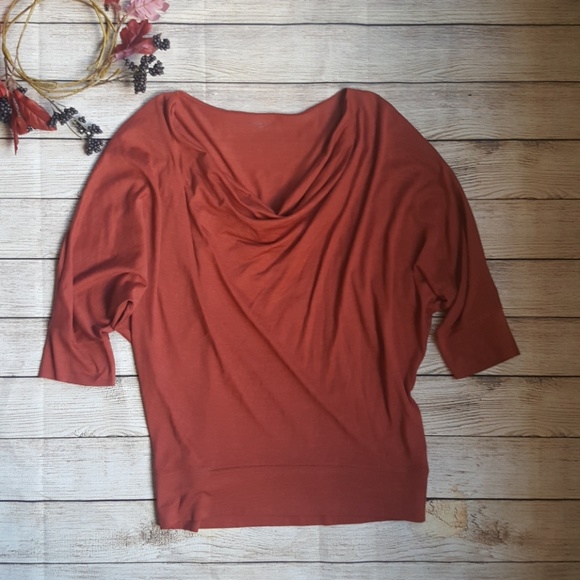 Eileen Fisher Tops - Eileen Fisher XS Rust drape neck Shirt Tee Small